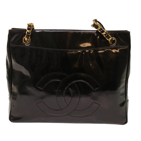 CHANEL Chain Shoulder Bag Patent leather Black CC Auth ar9959B - Picture 13 of 16